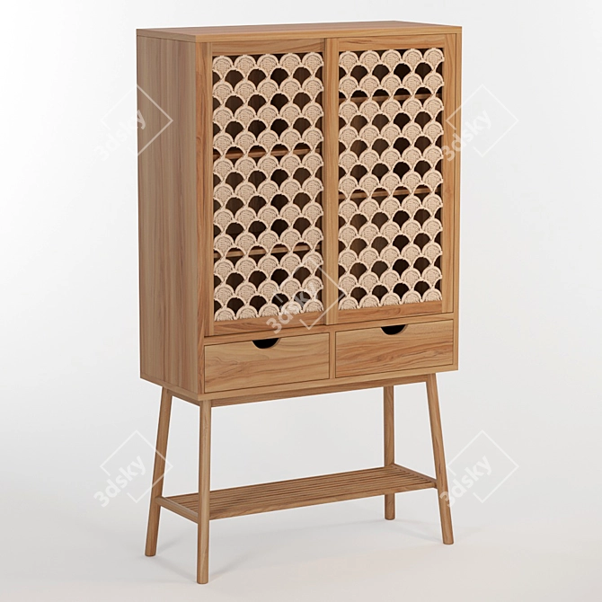 Teak Palma Bookcase: Elegant and Durable 3D model image 1