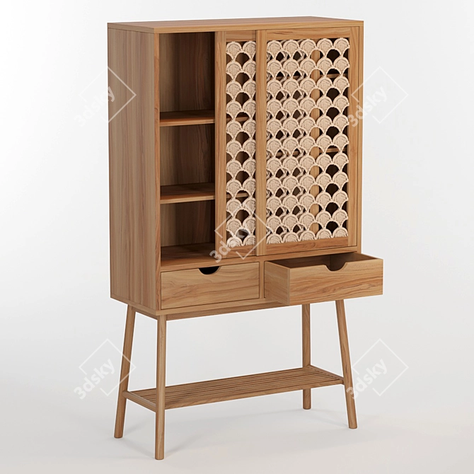 Teak Palma Bookcase: Elegant and Durable 3D model image 2