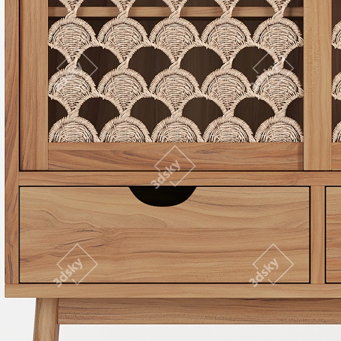 Teak Palma Bookcase: Elegant and Durable 3D model image 5