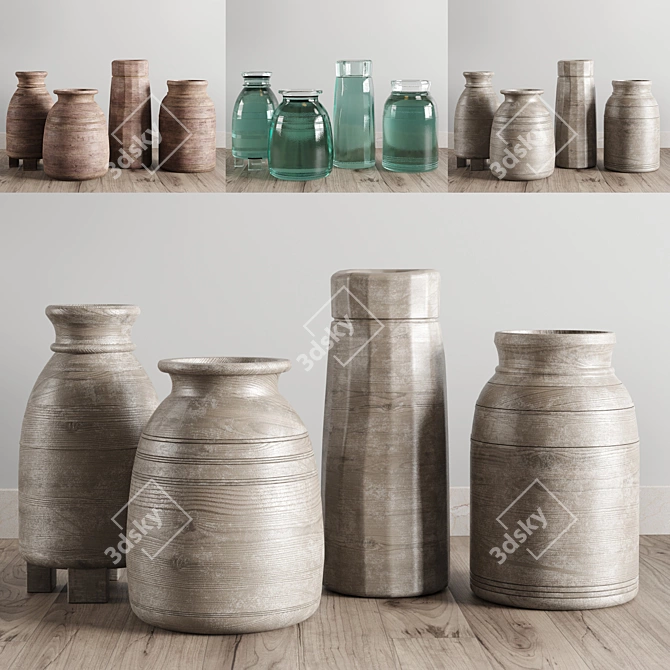 Exquisite Indian Wood Vessel 3D model image 3