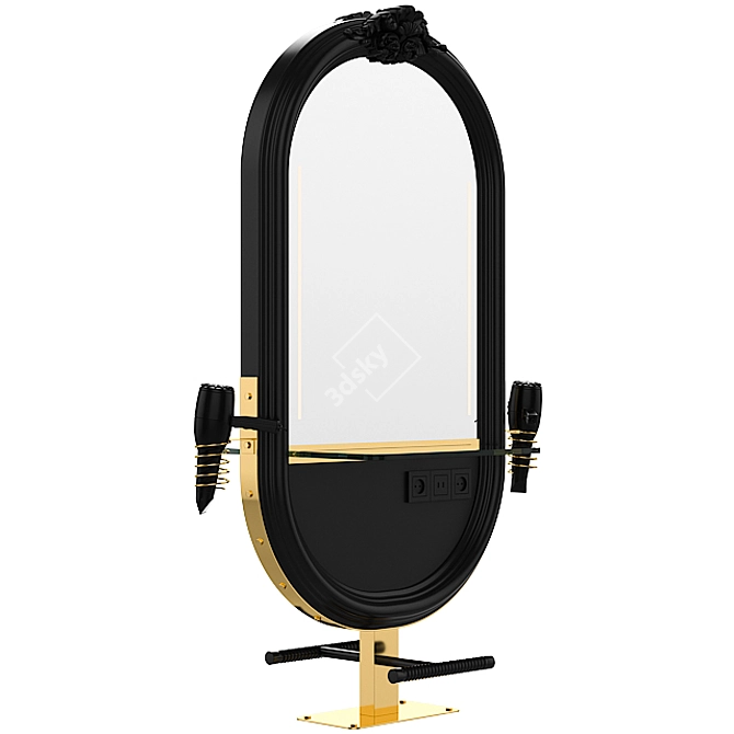 Black Hairdresser Table Mirror 3D model image 6