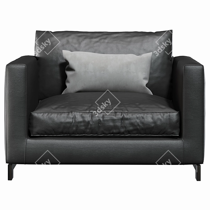 Modern Reversi Leather Armchair 3D model image 3