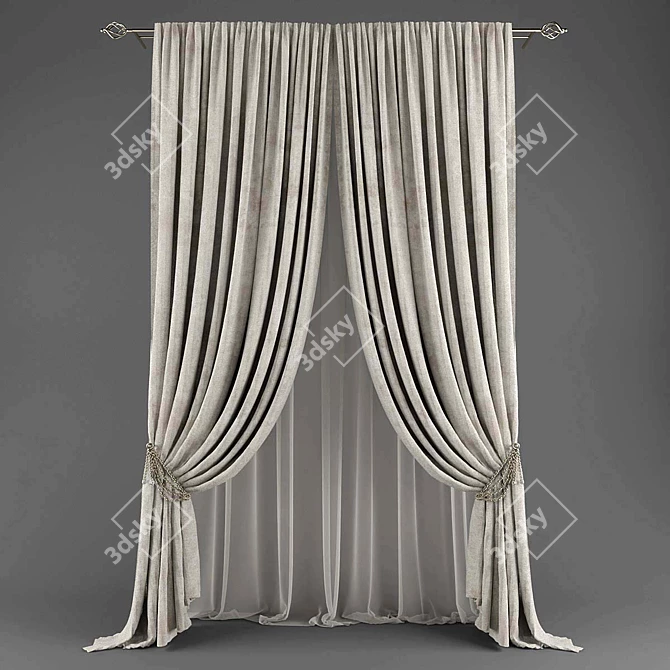 Modern Poly Blend Curtains 3D model image 1