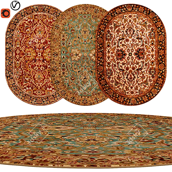 Elegant Oval Rugs | Stylish Décor 3D model image 1