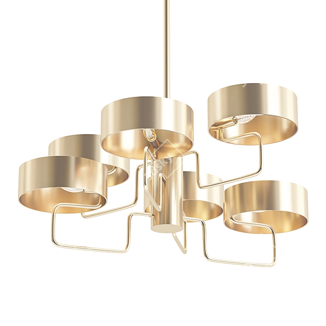 Italian Gold Plated Chandelier 3D model image 1