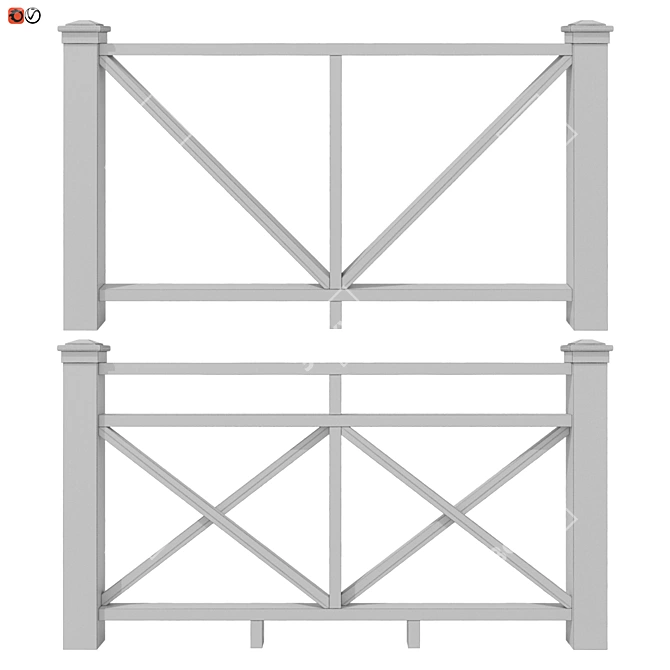 Stylish Terrace Railing Set 3D model image 2