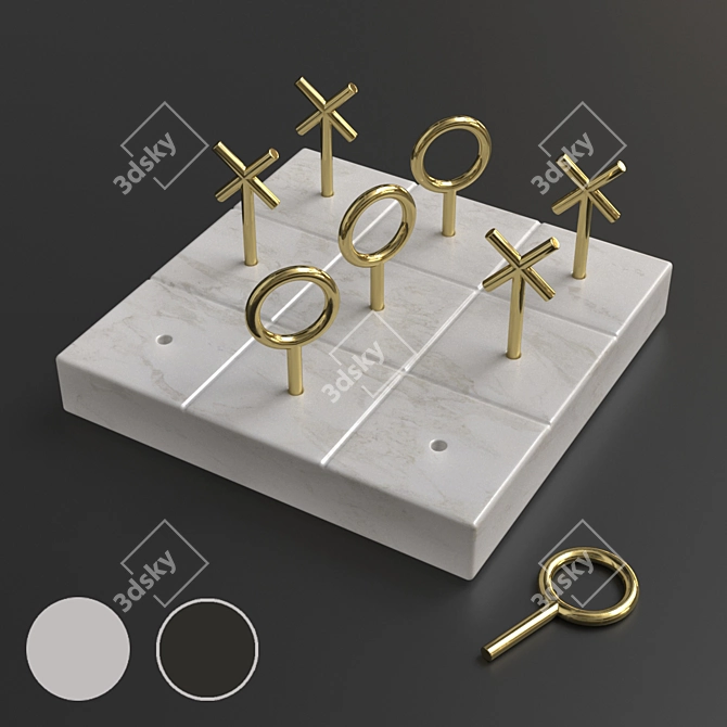 Marble & Brass Tic Tac Toe 3D model image 1