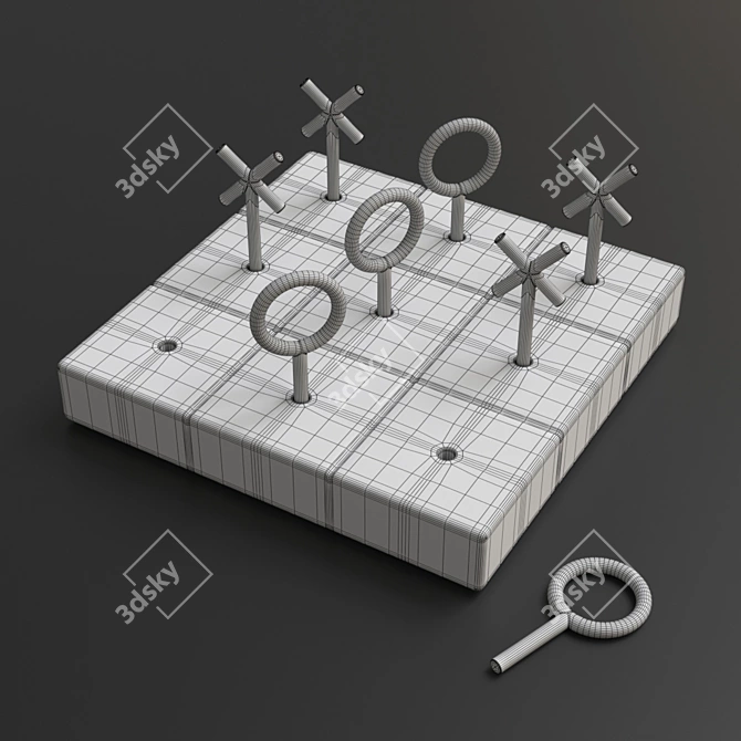 Marble & Brass Tic Tac Toe 3D model image 3