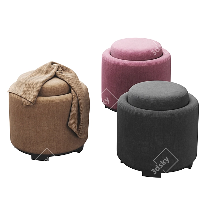 Safavieh Chelsea Round Tray Ottoman 3D model image 8