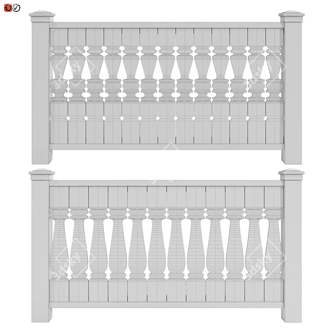 Modern Terrace Railing Set 3D model image 2