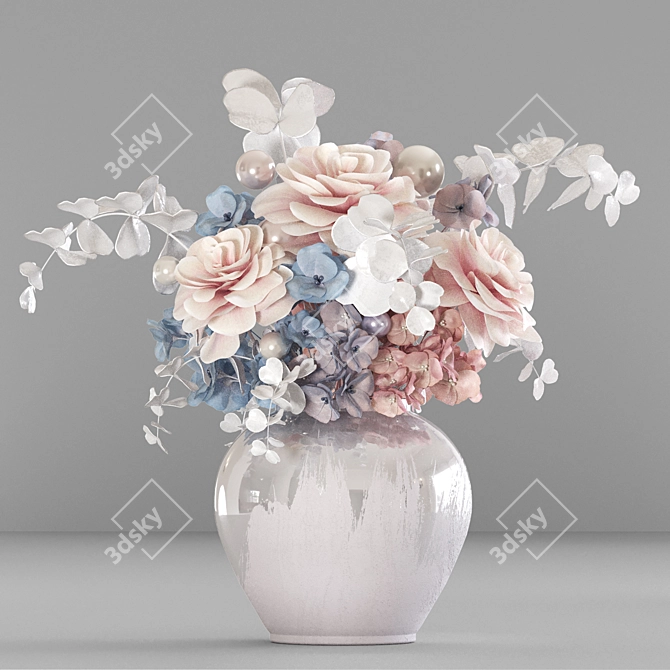 Pearl Rose Hydrangea Bouquet 3D model image 1