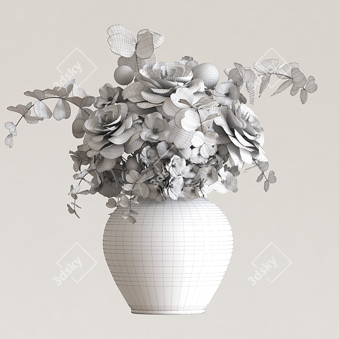 Pearl Rose Hydrangea Bouquet 3D model image 3