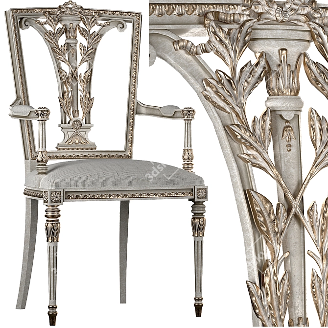 Elegant Ebanista Dauphine Chairs 3D model image 9