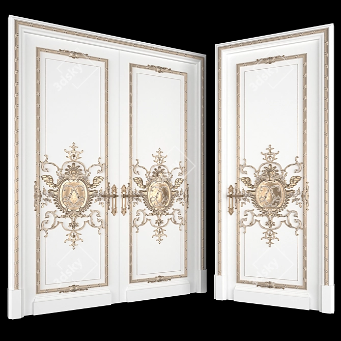 Elegant French Door - Elevate Your Space 3D model image 1