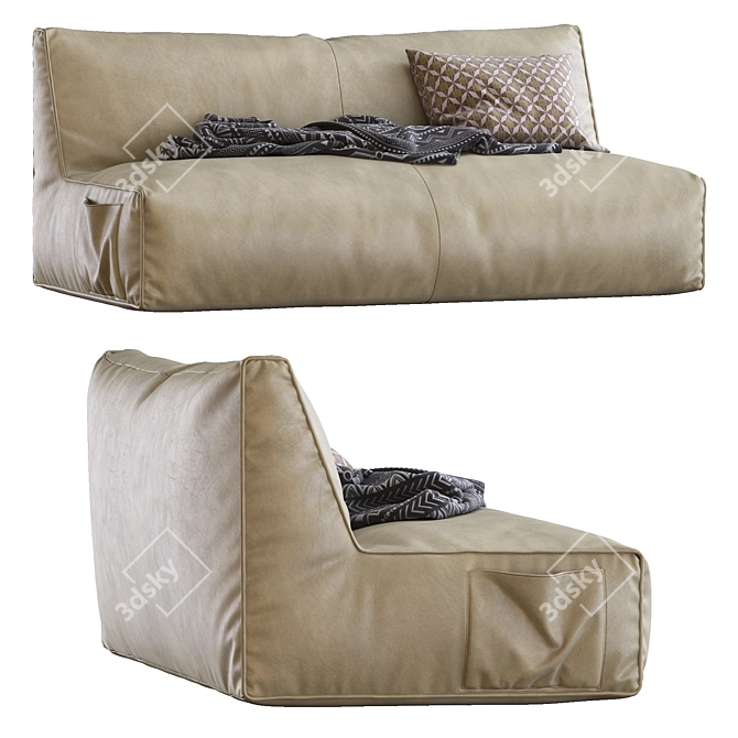 Luxury Leather Sofa Puffone By Gart 3D model image 6
