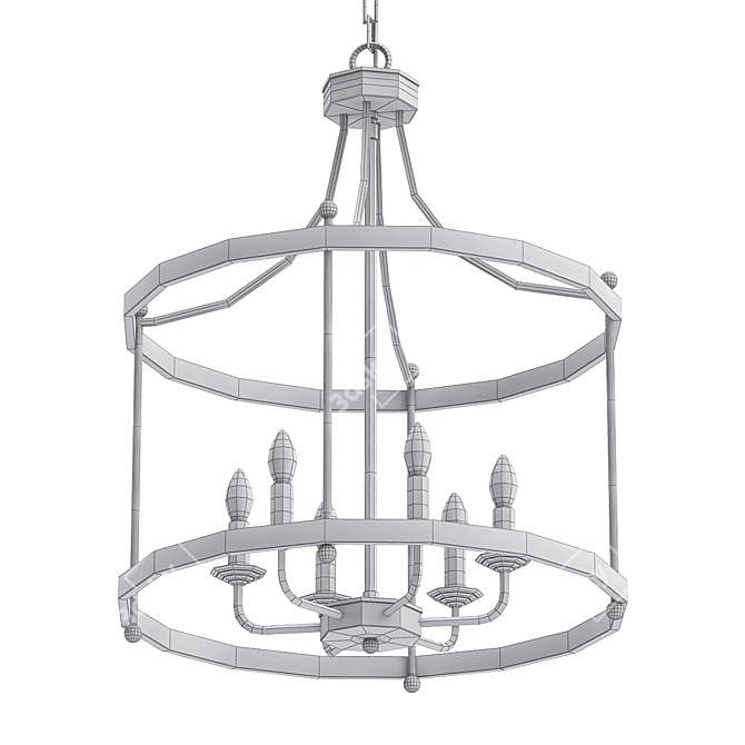 Drum Wireframe Pendant - 6 Lights 3D model image 2