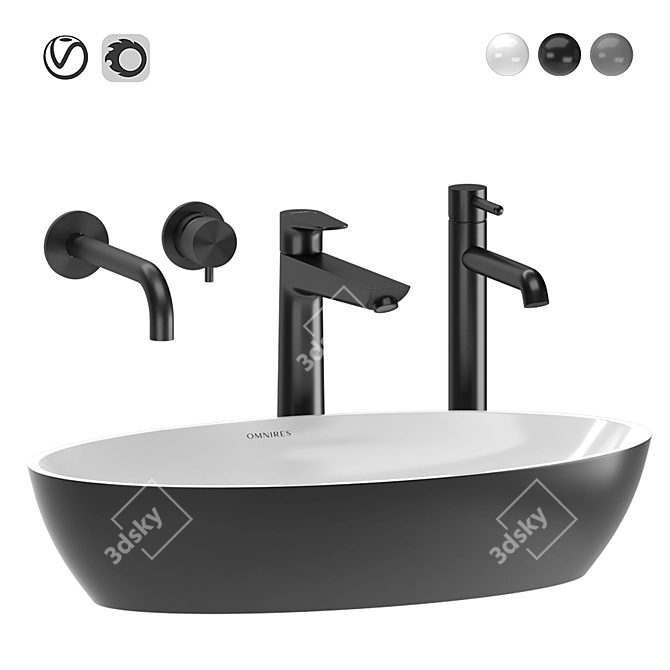 Sleek Omnires Siena Washbasin 3D model image 1