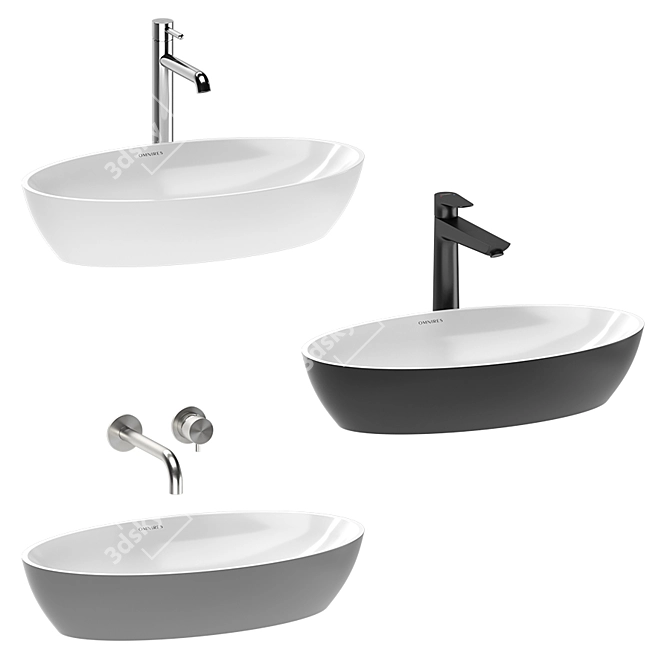 Sleek Omnires Siena Washbasin 3D model image 2