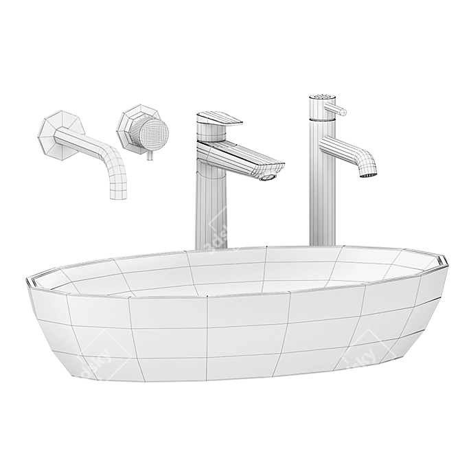 Sleek Omnires Siena Washbasin 3D model image 4