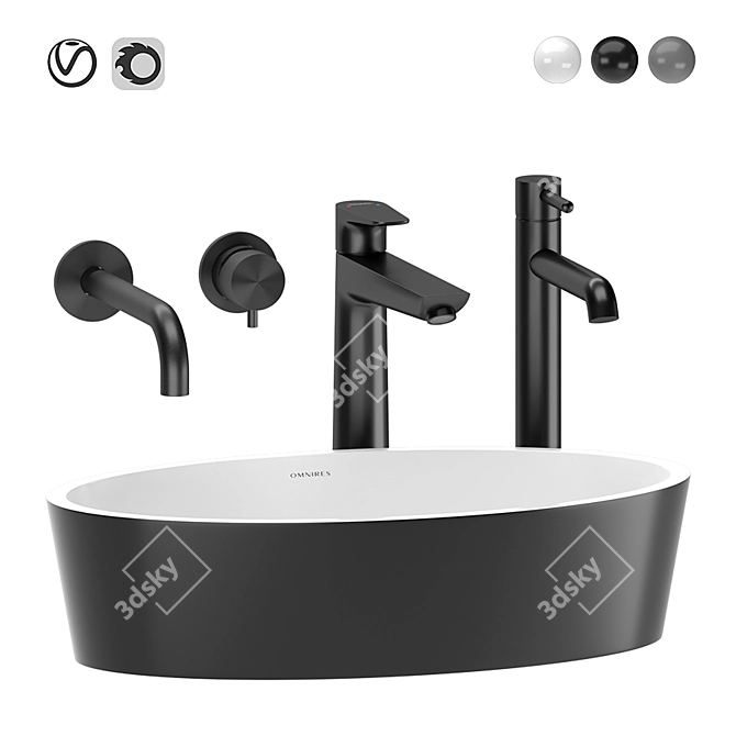 Omnires Siena Washbasin Set 3D model image 1
