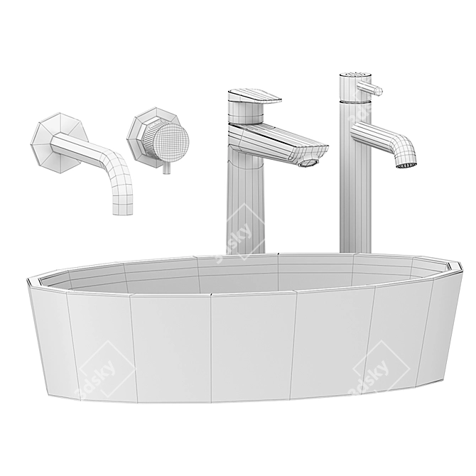Omnires Siena Washbasin Set 3D model image 4