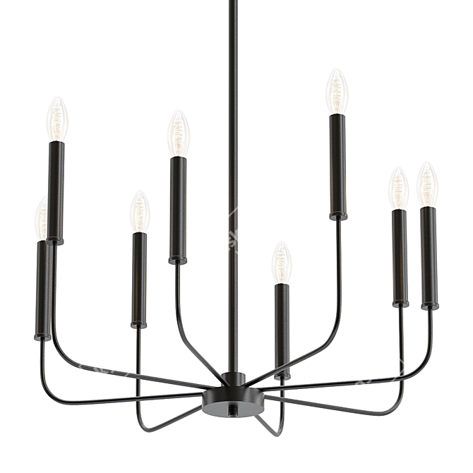 Minimalist Metal Chandelier - 8 Lights 3D model image 1