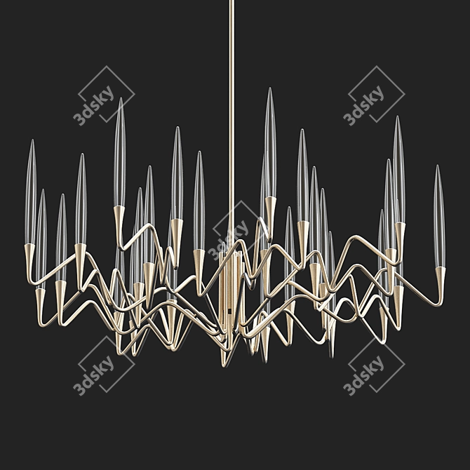 Golden Elegance: Il Pezzo 3 Round Chandelier 3D model image 1