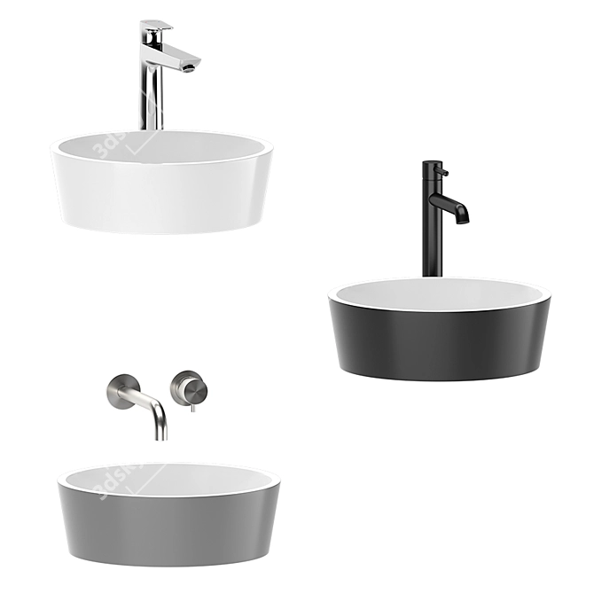 Sleek and Stylish Omnires Bari Washbasin 3D model image 2