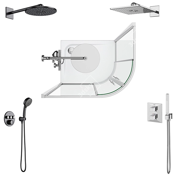 Title: Elite Shower Cubicles by Radaway & Ideal Standard 3D model image 5
