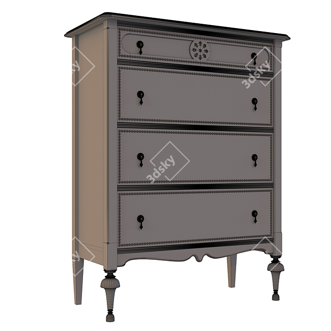 Vintage Chic Nailhead Trim Dresser 3D model image 4