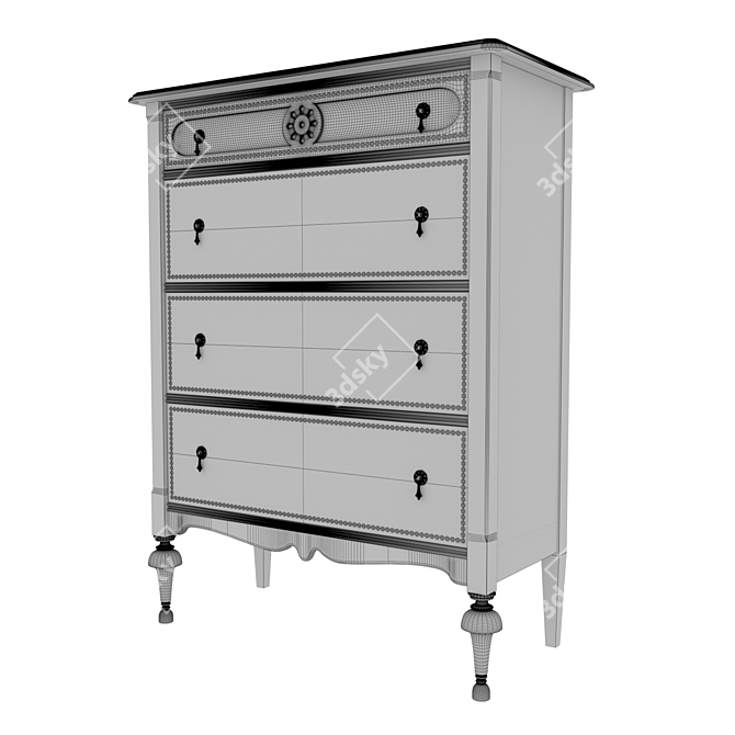 Vintage Chic Nailhead Trim Dresser 3D model image 5