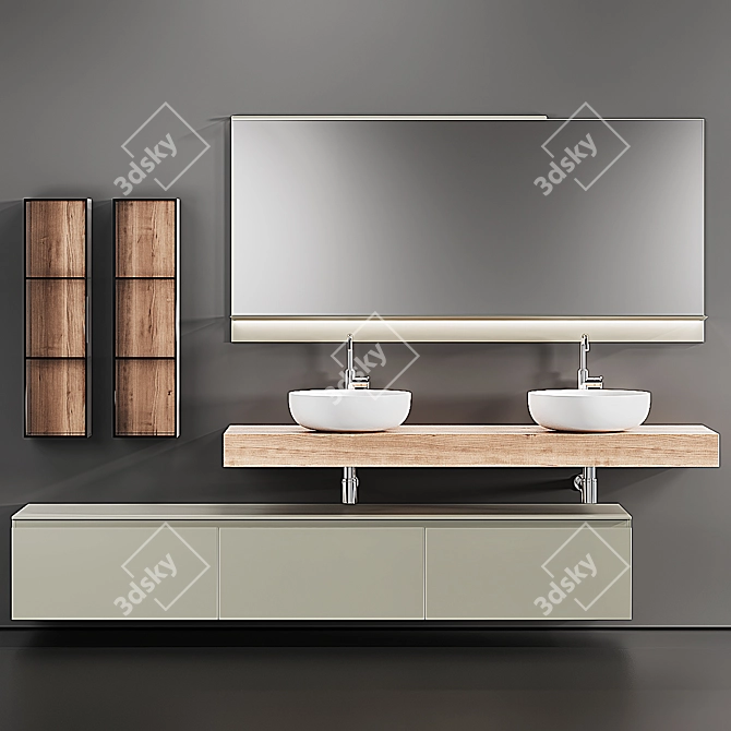 Edone Modern Wall-Mounted Vanity 3D model image 1