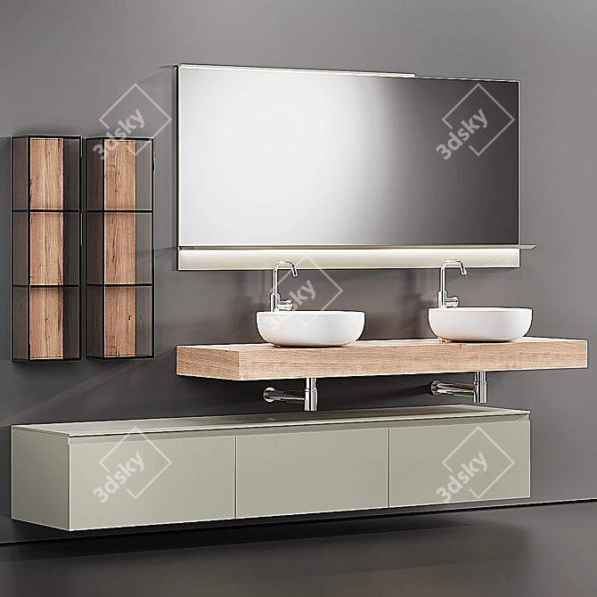 Edone Modern Wall-Mounted Vanity 3D model image 2