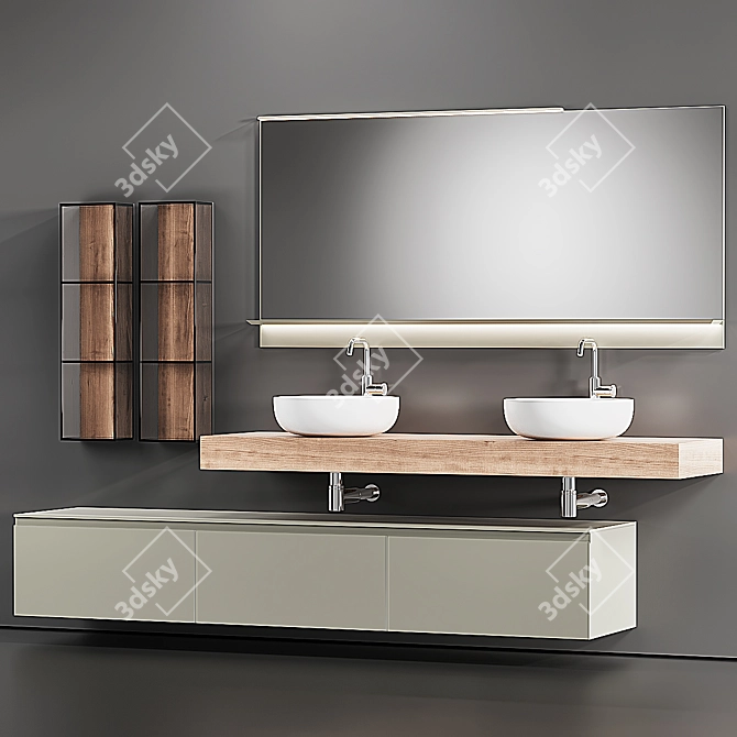 Edone Modern Wall-Mounted Vanity 3D model image 4