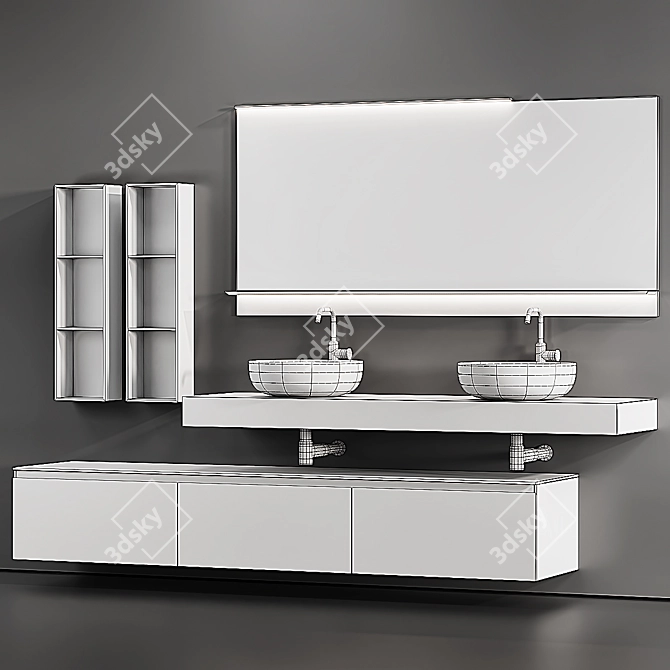 Edone Modern Wall-Mounted Vanity 3D model image 5