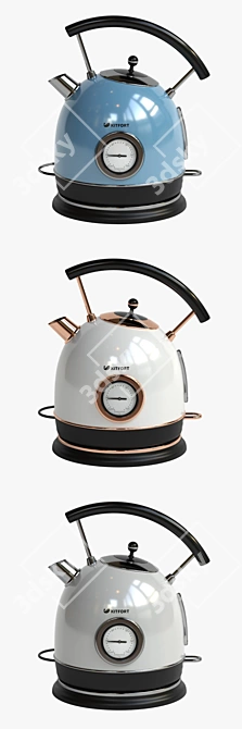 Elegant Electric Kettle Set: KITFORT & French Press 3D model image 2