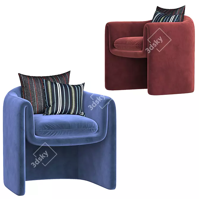 Elegant Modern Armchair 3D model image 3