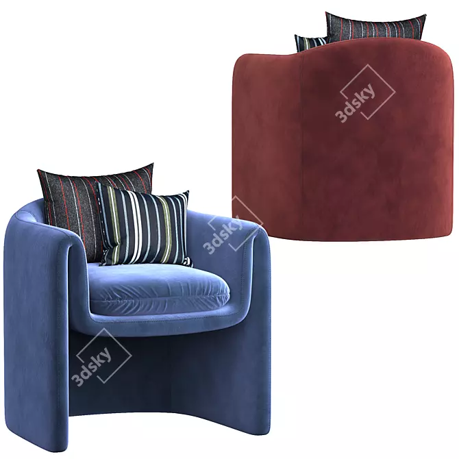 Elegant Modern Armchair 3D model image 5