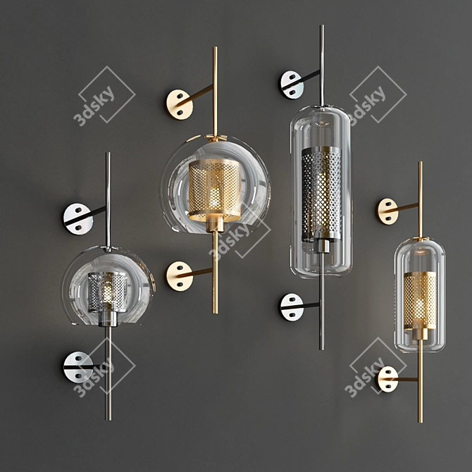 Elegant Glass Wall Sconce 3D model image 2