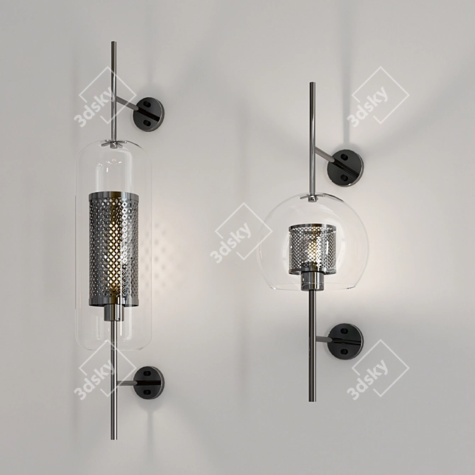 Elegant Glass Wall Sconce 3D model image 3