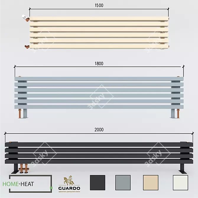 Guardo Retta 4P - Square Profile Radiators 3D model image 1