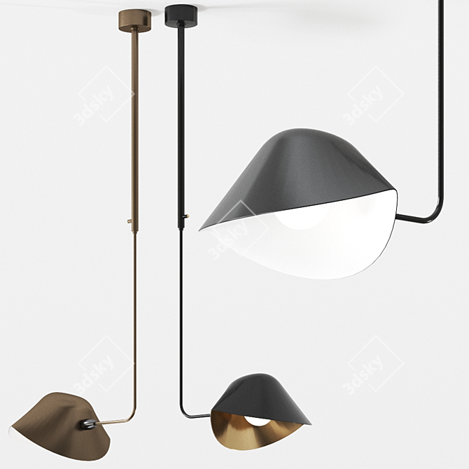 Serge Mouille Biblio Curve Pendant 3D model image 2