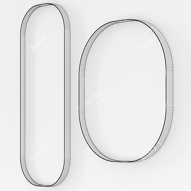 Elegant Oval Josephine Mirror 3D model image 4