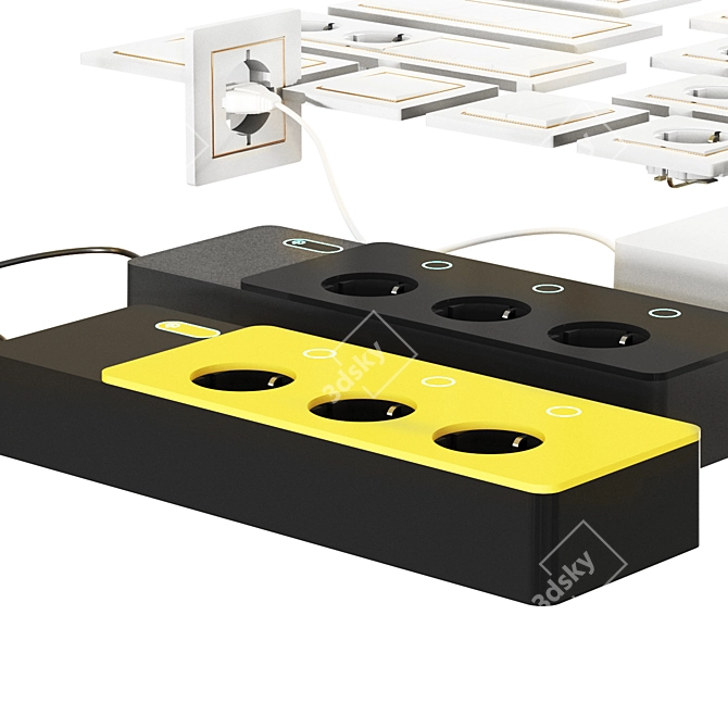 Versatile Socket Power Surge Protector 3D model image 2