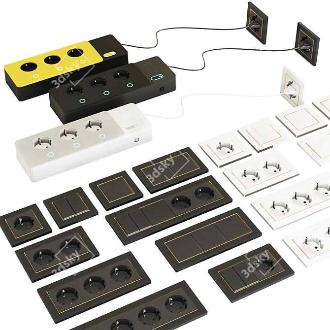 Versatile Socket Power Surge Protector 3D model image 3