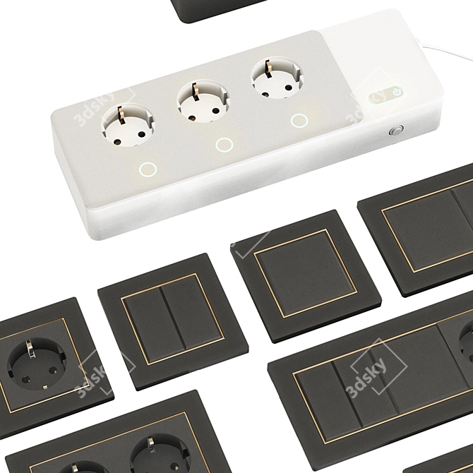 Versatile Socket Power Surge Protector 3D model image 4