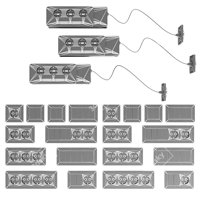 Versatile Socket Power Surge Protector 3D model image 5