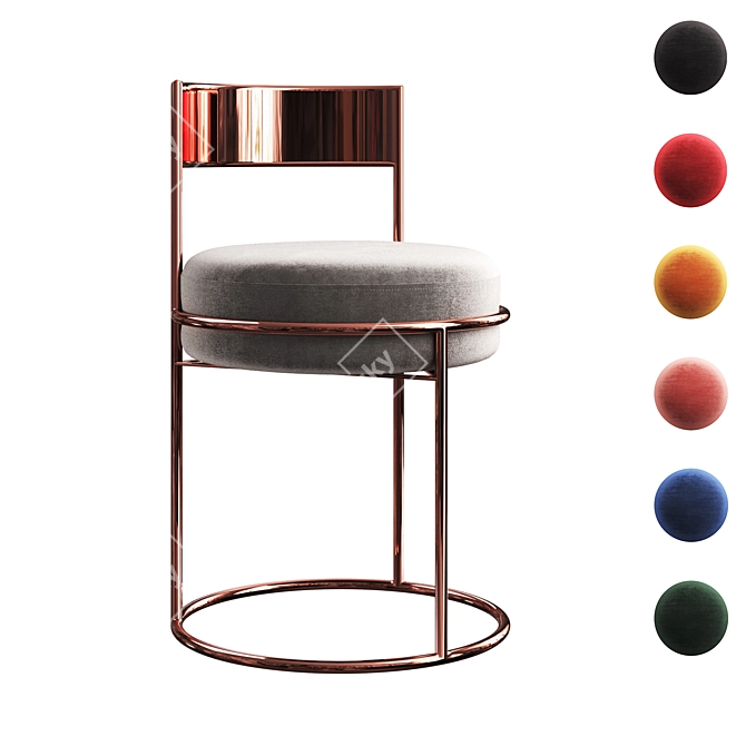 Sleek Metal Chair - Modern Design 3D model image 1