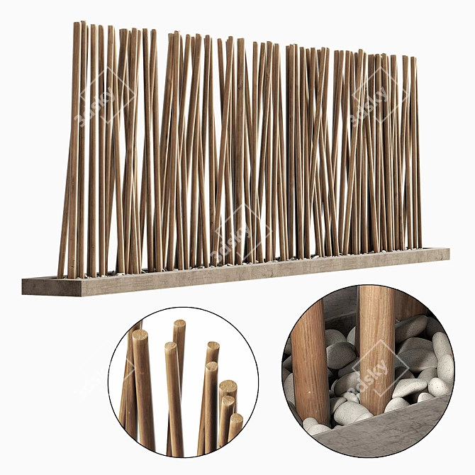 Smoothed Partition Branch Pebble Sculpture 3D model image 1