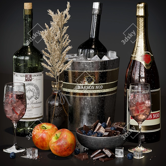 Realistic Food and Drinks Set 3D model image 1